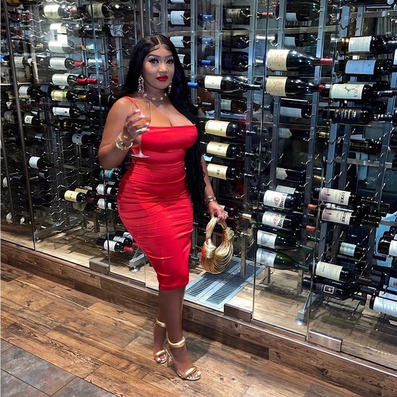 Dresses | Sexy Red Satin Dress Date Nightformal Event | Poshmark